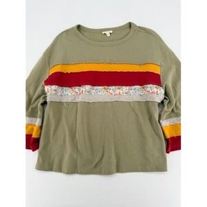 Sage + Fig Colorblock French Terry Top Boho Patchwork Tee S